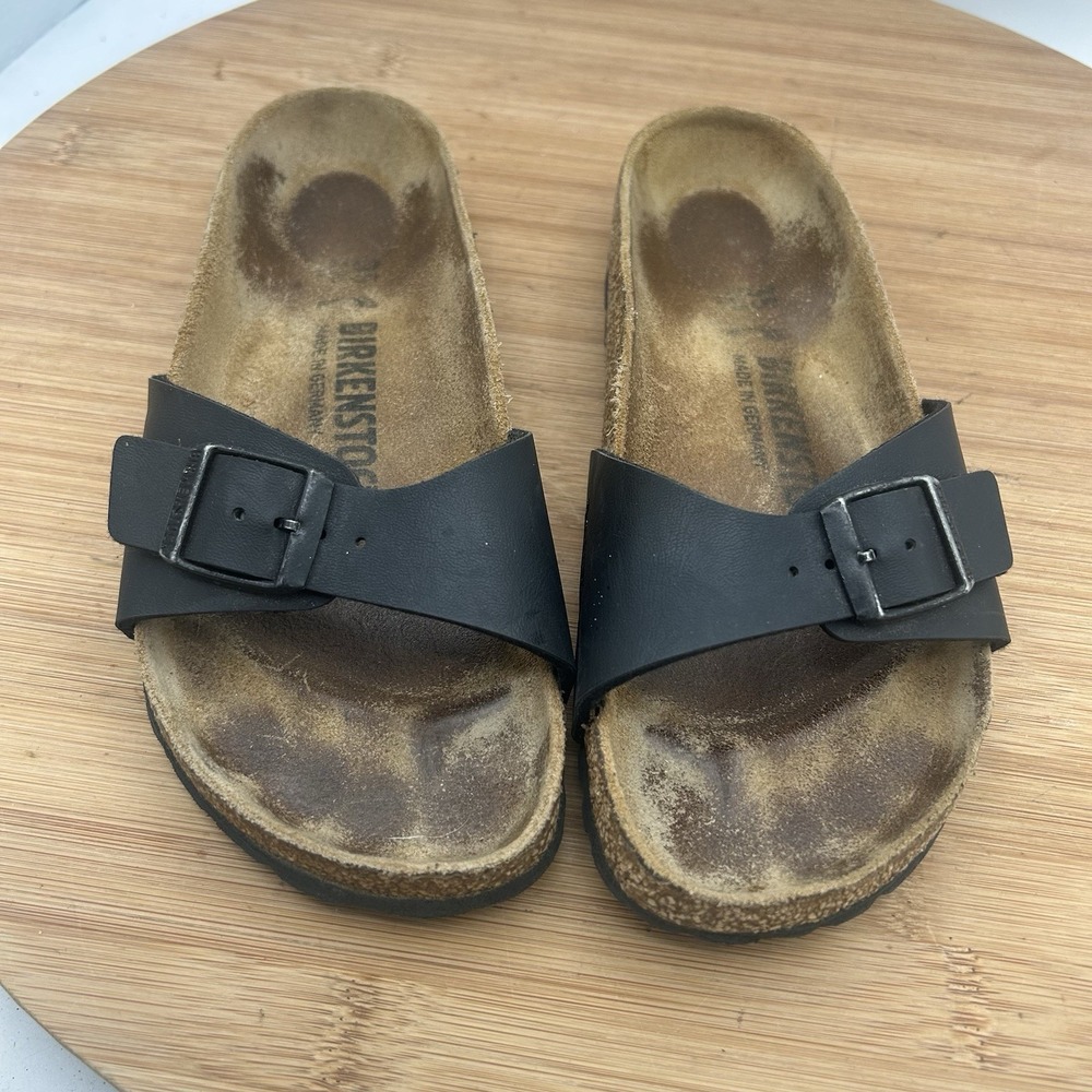 Birkenstock Madrid Sandal Size 35 US 4 Womens Black Single Strap Slip On Casual‎